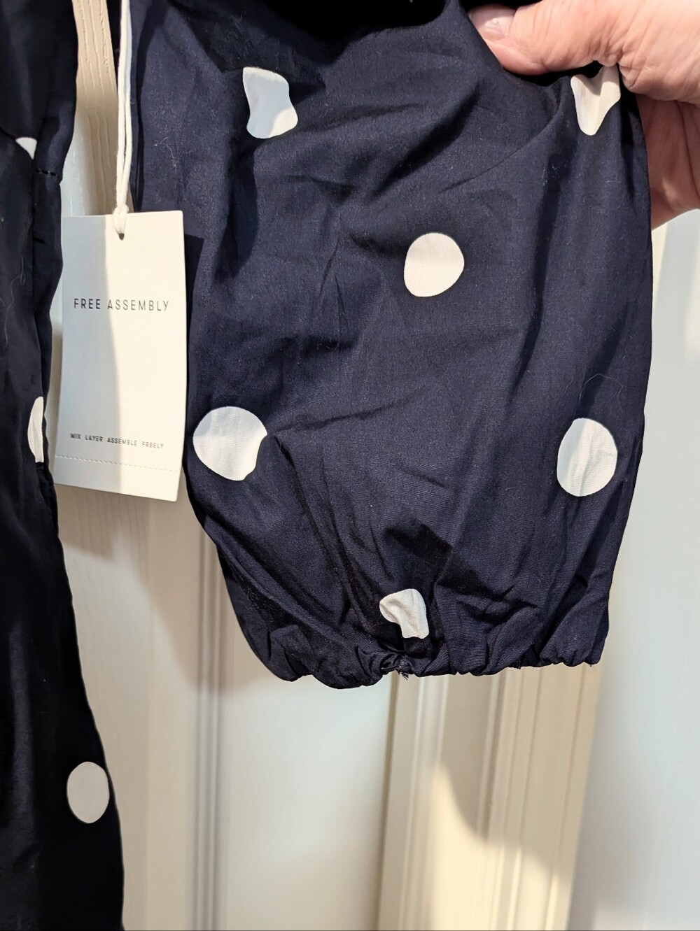 Free Assembly Polka Dot Puff Sleeve, Maxi Dress-Navy and White, Sz 8-10 - Picture 6 of 9